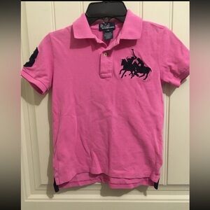 POLO Ralph Lauren Bright Pink Polo with Navy Embroidered Pony Boys Sz 6